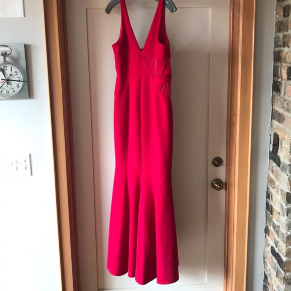 Jay Godfrey Red evening gown with side mesh panel. - Picture 4 of 6